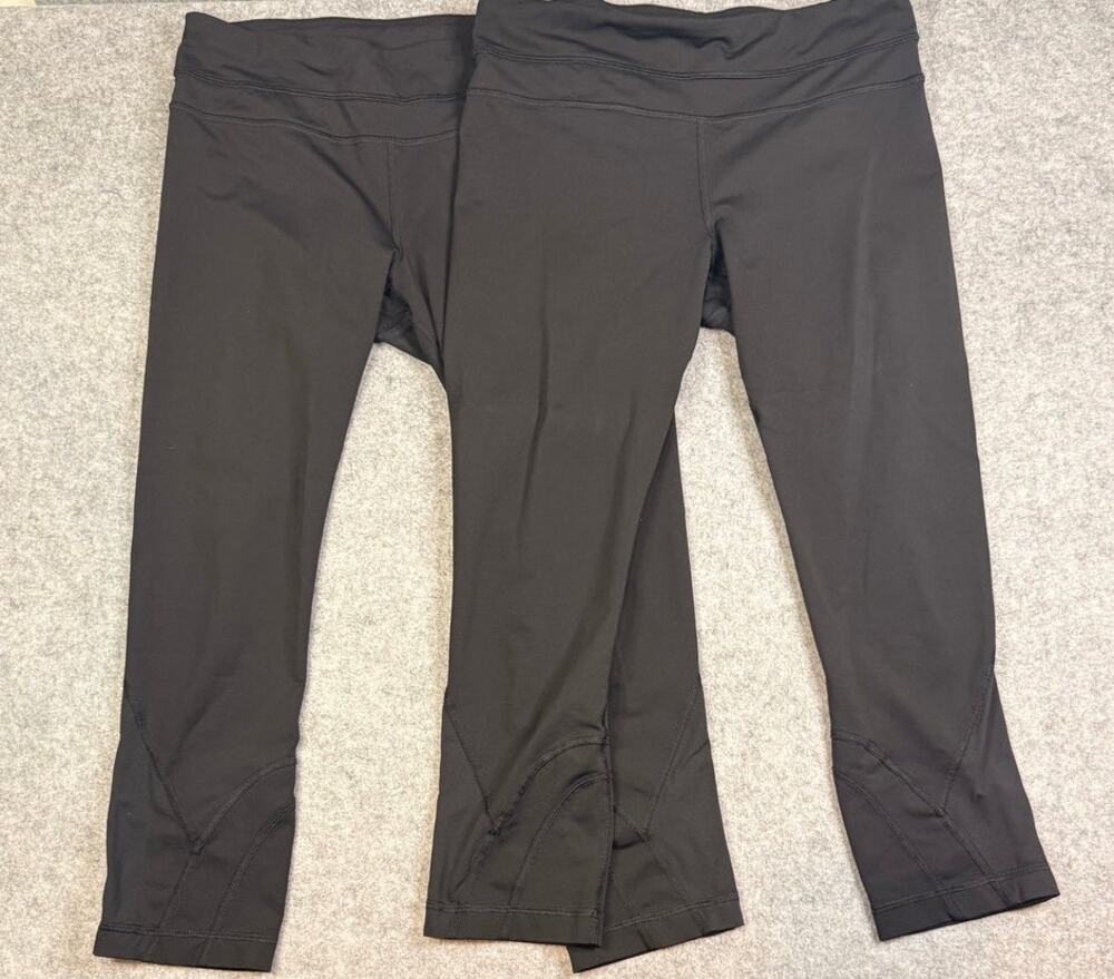2 Pair Lululemon Athletica Inspire Crop II Leggings Black Size 6 - Like New